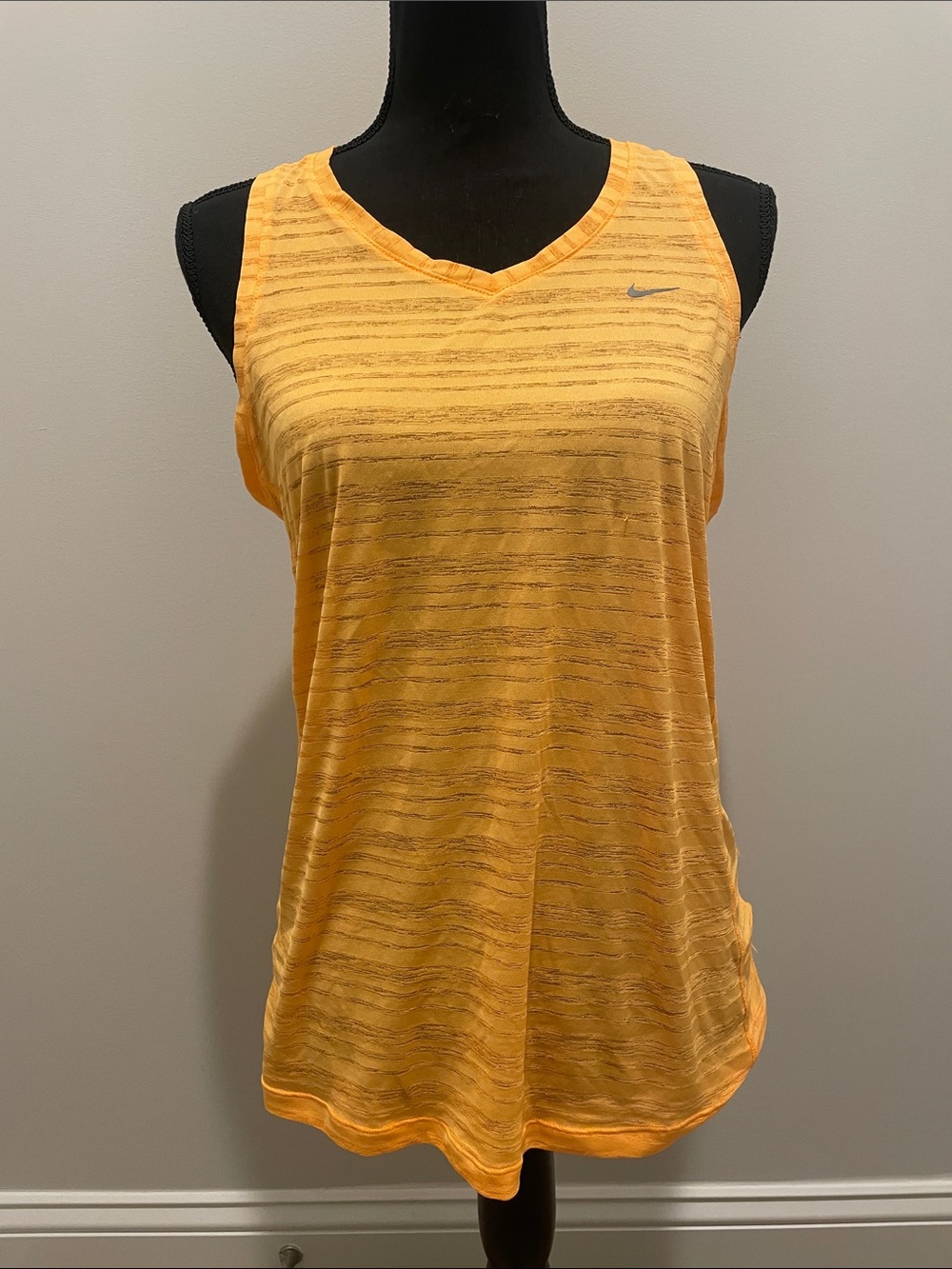 Nike Yellow Striped V-Neck Athletic Tank